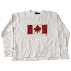 Polo Ralph Lauren Canada Flag Sweatshirt White Fleece Crewneck Size S Vintage Style