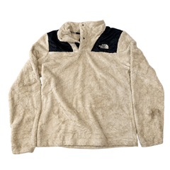 The North Face Girls Sherpa Fleece Pullover Jacket Cream Beige Black Logo Size L/G (14/16)