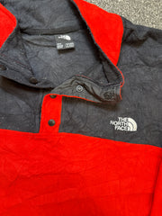The North Face Men’s Red and Orange 1/4 Button-Up Fleece Pullover – P554