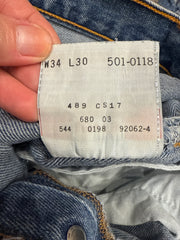 Vintage Levi's 501 XX, USA Made Denim Jeans - Blue - W34 L30