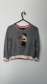 Rare Vintage Ralph Lauren Polo Bear Girls Grey Sled Atlantic Terry Pull Over Sweatshirt