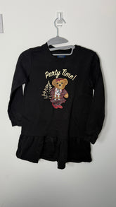 Rare Vintage Ralph Lauren Polo Bear Long Sleeve Fleece Black Dress