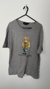 Vintage Ralph Lauren Grey Polo Bear Fair Isle Creck Neck T-Shirt