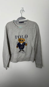 Rare Ralph Lauren Polo Bear New York City Sweat Shirt Crew Neck Preppy Coffee
