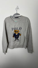 Rare Ralph Lauren Polo Bear New York City Sweat Shirt Crew Neck Preppy Coffee