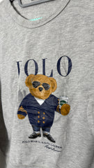Rare Ralph Lauren Polo Bear New York City Sweat Shirt Crew Neck Preppy Coffee