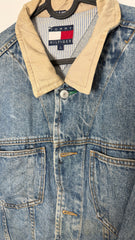 Vinatge White UK Tommy Hilfiger Denim Jacket with Tan Collar