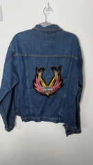 Chaps Denim Jacket Harley Davidson y2k Embrodery