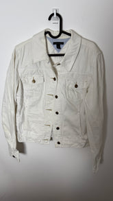 Vintage Tommy Hilfiger White Slim Denim Jacket With Buckle