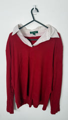 Lauren by Ralph Lauren Long Sleeved Top with shirt collar - Red