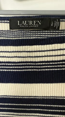 Lauren by Ralph Lauren 1/4 Sleeved Top - Navy blue and White Stripes