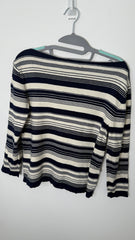 Lauren by Ralph Lauren 1/4 Sleeved Top - Navy blue and White Stripes