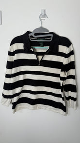 Lauren by Ralph Lauren 1/4 Sleeved Top - Black and White Stripes