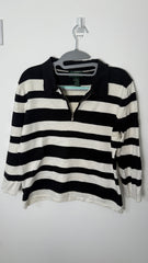 Lauren by Ralph Lauren 1/4 Sleeved Top - Black and White Stripes