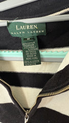 Lauren by Ralph Lauren 1/4 Sleeved Top - Black and White Stripes