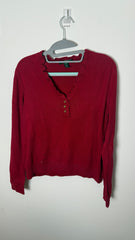 Lauren by Ralph Lauren Long Sleeved Top Ruffle Collar - Red