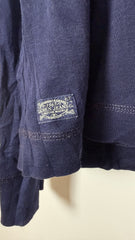 Lauren by Ralph Lauren Long Sleeved Top Blue with Dark brown Accent and zipper shoulder