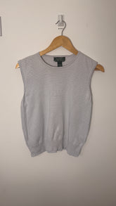 Lauren by Ralph Lauren White and Blue Stripe Vest