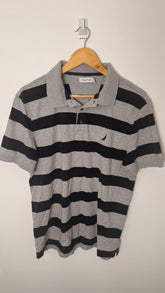 Nautica Polo T-shirt Black Grey Stripe