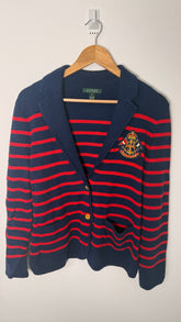 Vintage Lauren by Ralph Lauren Red and Navy 1967 Decoration Blazer Style Jumper