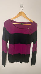 Lauren by Ralph Lauren Pink and Black Striped Long Sleeve Top