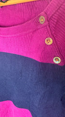 Lauren by Ralph Lauren Pink and Black Striped Long Sleeve Top