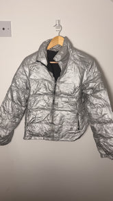 Lauren by Ralph Lauren Metallic Silver Y2K Puffer Jacket