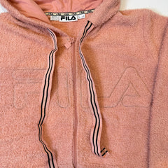 FILA Pink Teddy Fleece Zip Hoodie