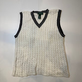 Lauren Ralph Lauren Cable Knit Sweater Vest White V-Neck