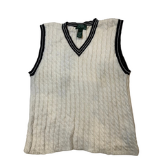 Lauren Ralph Lauren Cable Knit Sweater Vest White V-Neck