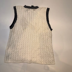 Lauren Ralph Lauren Cable Knit Sweater Vest White V-Neck