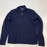 Polo Ralph Lauren Quarter Zip Ribbed Knit Jumper Blue
