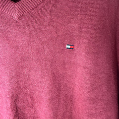 Tommy Hilfiger Burgundy V-Neck Jumper