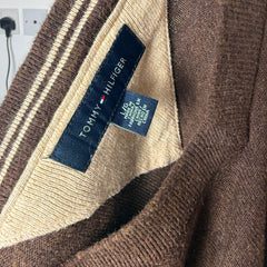 Tommy Hilfiger Cotton Chocolate Brown V-Neck Jumper