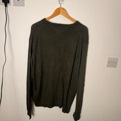 Tommy Hilfiger Olive Green V-Neck Jumper