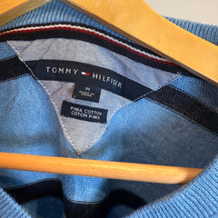 Tommy Hilfiger Prima Cotton Light Blue Striped V-Neck Jumper