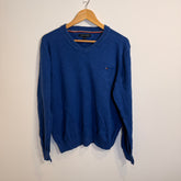 Tommy Hilfiger Royal Blue Premium Cotton V-Neck Jumper