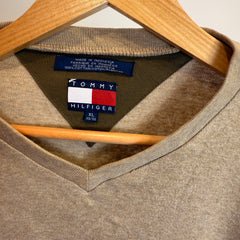 Tommy Hilfiger Vintage 100% Cotton Stone V-Neck Jumper