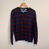 Tommy Hilfiger Navy Striped V-Neck Everyday Jumper