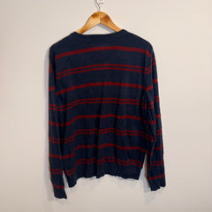 Tommy Hilfiger Navy Striped V-Neck Everyday Jumper