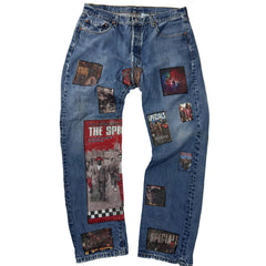 Custom Patched Levi's Blue Jeans with The Specials Graphics