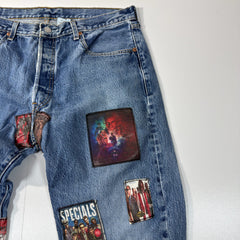 Custom Patched Levi's Blue Jeans with The Specials Graphics