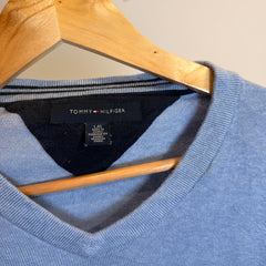 Tommy Hilfiger Pastel Blue V-Neck Jumper
