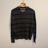 Tommy Hilfiger Prima Cotton Grey and Blue Striped Jumper