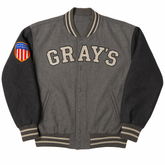 Vintage Style Grey Wool Varsity Bomber Jacket
