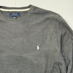 Polo Ralph Lauren waffle knit grey long sleeve top