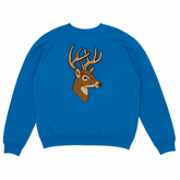 Blue Sweatshirt with Deer Embroidery