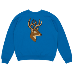 Blue Sweatshirt with Deer Embroidery