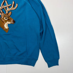 Blue Sweatshirt with Deer Embroidery