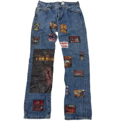 Vintage Patchwork Blue Denim Jeans W34 L34
